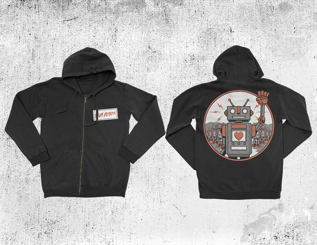 Obey Robots Zip Up Hoodie